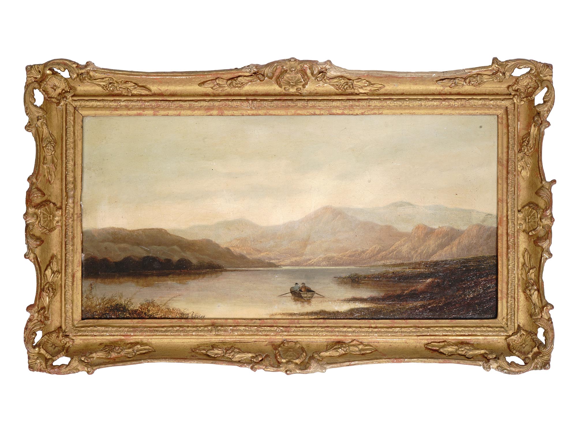 ANTIQUE LANDSCAPE OIL PAINTING BY CHARLES LESLIE PIC-0